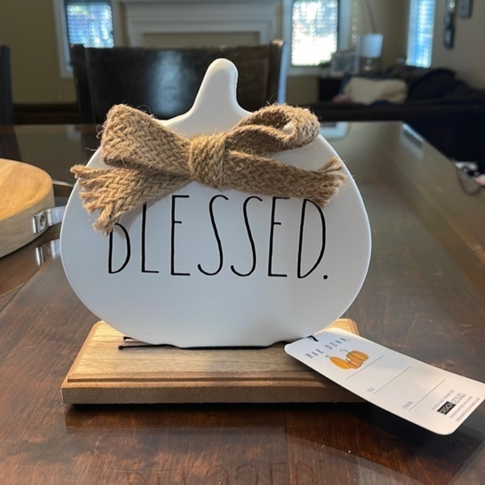 NWT Rae Dunn Blessed Pumpkin Sign Decor